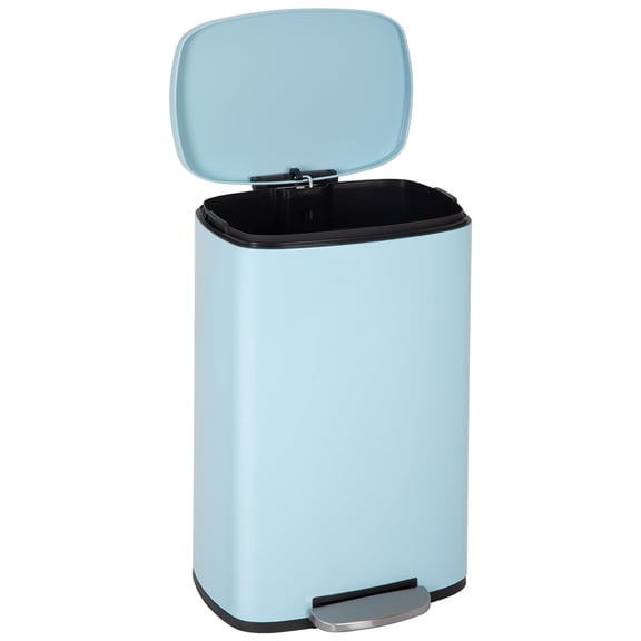 BestOffice 13 Gallon (50L) Trash Can with Soft-Close, Stainless Steel Can for Kitchen, Home, Blue
