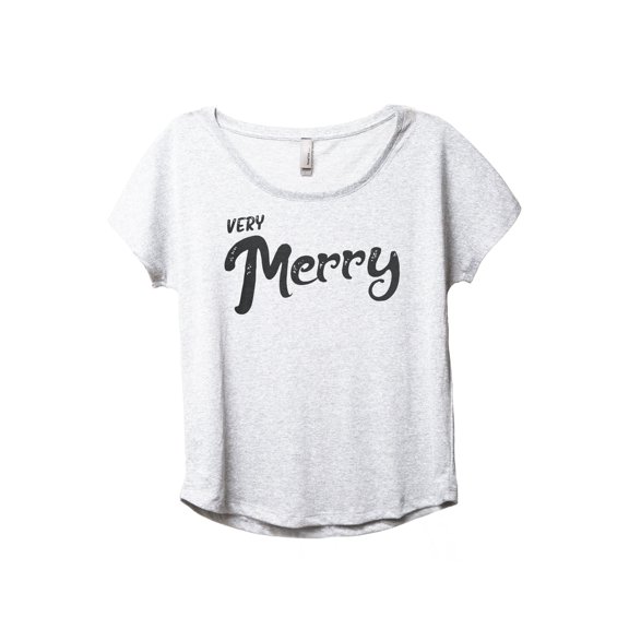 Very Merry Women's Fashion Slouchy Dolman T-Shirt Tee Heather White 2X-Large
