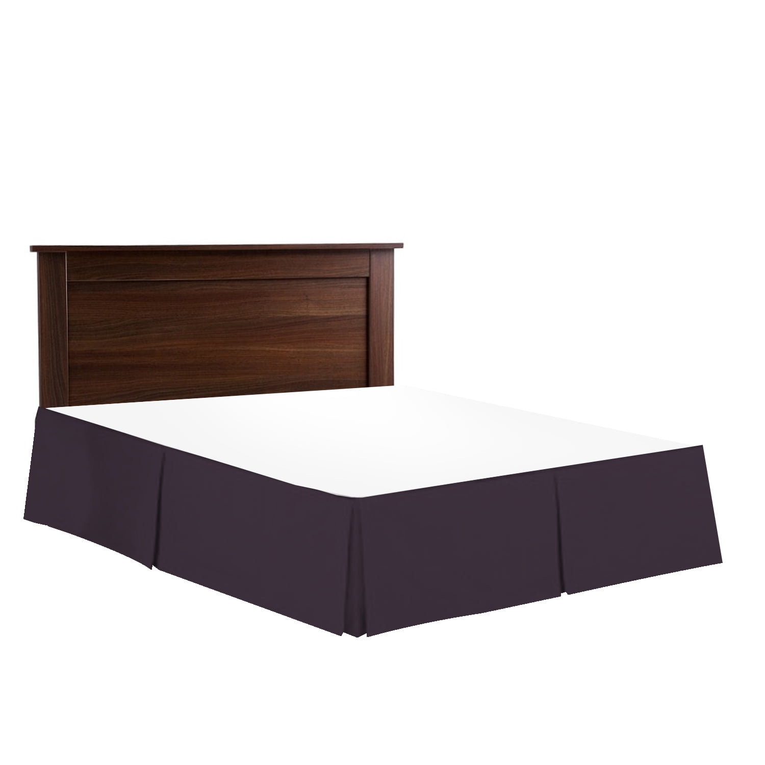14" Tailored Pleated Bed Skirt Dust Ruffle, Full XL, Eggplant, by Clara Clark