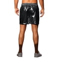 thumbnail image 3 of INSPIRE CHIC Metallic Shorts for Men's Elastic Drawstring Party Holographic Sparkly Shiny Hot Shorts with Pocket 28 Black, 3 of 5