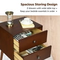 thumbnail image 6 of Costway Nightstand Mid-Century End Side Table 2 Drawers Rubber Wood Legs Living Room, 6 of 11