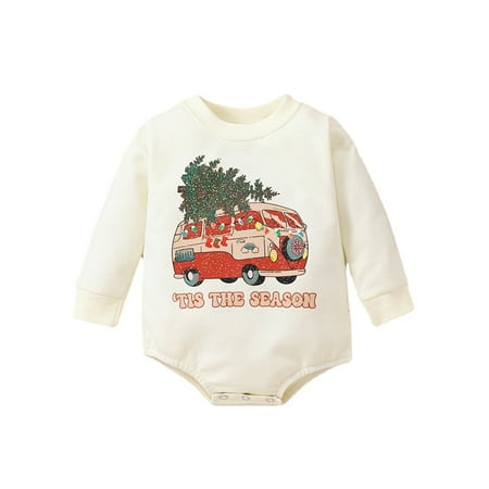 

Niuer Infant Casual Car Printed Romper Newborn Ribbed Jumpsuit One Piece Party Buttons Cute Bodysuit White 60cm