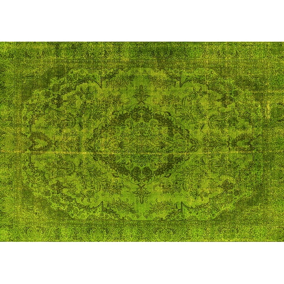 Ahgly Company Machine Washable Indoor Rectangle Oriental Yellow Industrial Area Rugs, 2' x 5'