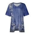 thumbnail image 4 of ADSSDQ Womens Plus Size Summer Tops Short Sleeve Maternity Shirts V Neck Tunic Tops For Women Ethnic Floral T Shirts Graphic Casual Teen Girl Clothes Fall Fashion 2024 Blue 2XL, 4 of 7