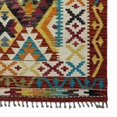 thumbnail image 3 of Handmade Woollen Flatweave Kilim Area Rug – Turquoise, Burgundy & Golden Yellow, 150x204 cm or 4'11"x6'8", Fringed, 3 of 3