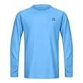 thumbnail image 3 of GrmtClth Men's Crew Neck Raglan Long Sleeve Pullover T Shirt, Small Chest Logo Print Quick Dry UV Protection Sport Casual Tops Blue L, 3 of 7