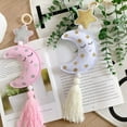 thumbnail image 4 of OUSITAID Macrame Ornament Nordic Style Glittering Bright Color Star Moon Wall Hanging Decor Stroller Baby Toy, 4 of 10
