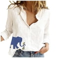 thumbnail image 2 of Conairie Linen Shirts For Women Long Sleeve Regular Fit Collar Button Down Shirts Solid Breathable Soft Summer Fashion Casual Blouses White XL, 2 of 4