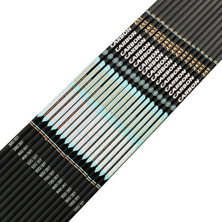 SHARROW 24T Archery Pure Carbon Arrow Shafts ID4.2mm +/-.001 +/-.003 SP 300-1000(12 Pack)