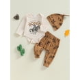 thumbnail image 3 of RUINIXCW Western Baby Boy Cowboy Outfit My First Rodeo Newborn Baby Boy Hospital Coming Home Clothes Infant Riding Print Long Sleeve Romper and Pants Hat Set, 3 of 9
