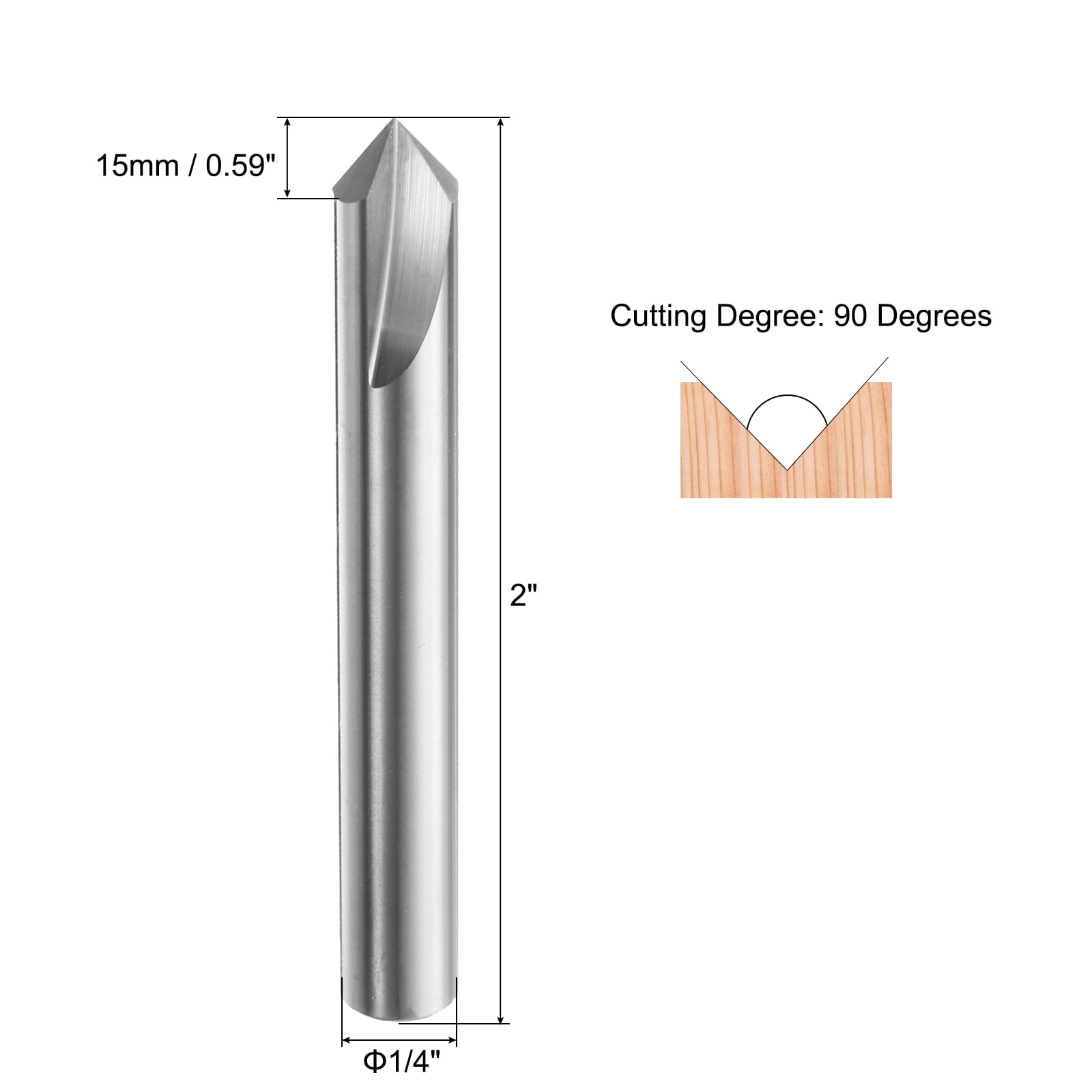 V Groove Router Bit 90 Degree 1/4" Shank Carbide CNC Engraving Bits 2packs