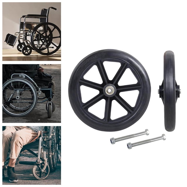 Maoww 2x Roue avant Roulement 8 Pouces pour Fauteuils Roulants Rollators Déambulateurs Noir