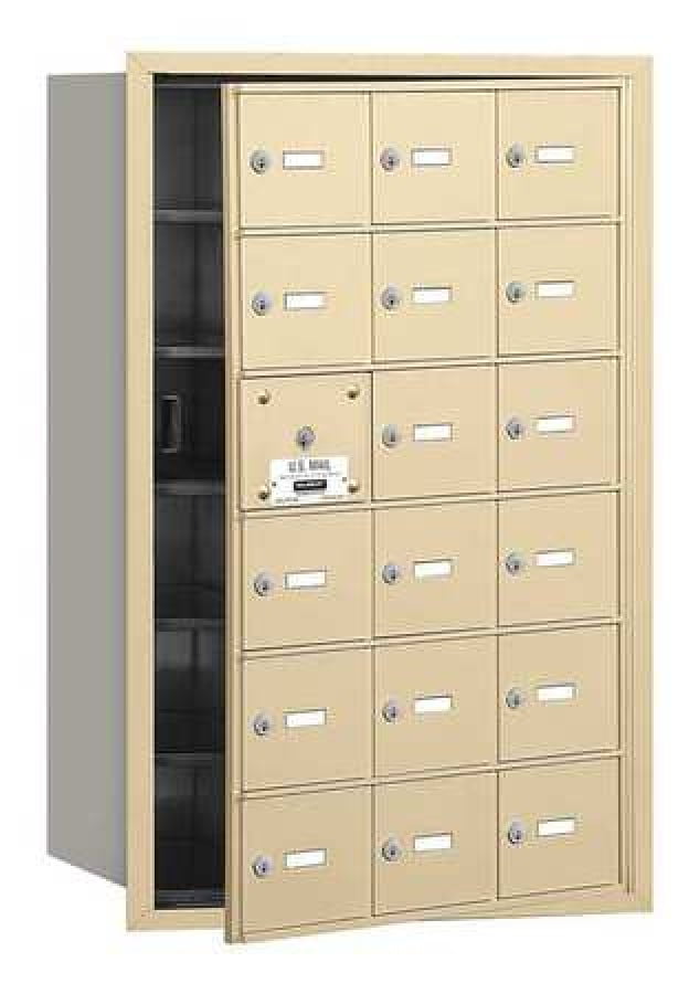 4B+ Horizontal Mailbox (Includes Master Commercial Lock) - 18 A Doors (17 usable) - Sandstone - Front Loading - Private Access