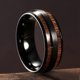thumbnail image 2 of Nature 8mm Mens Domed Blue/Green/Brown/Black Maple Inlay Black Tungsten Carbide Ring Brushed Wedding Band, 2 of 3