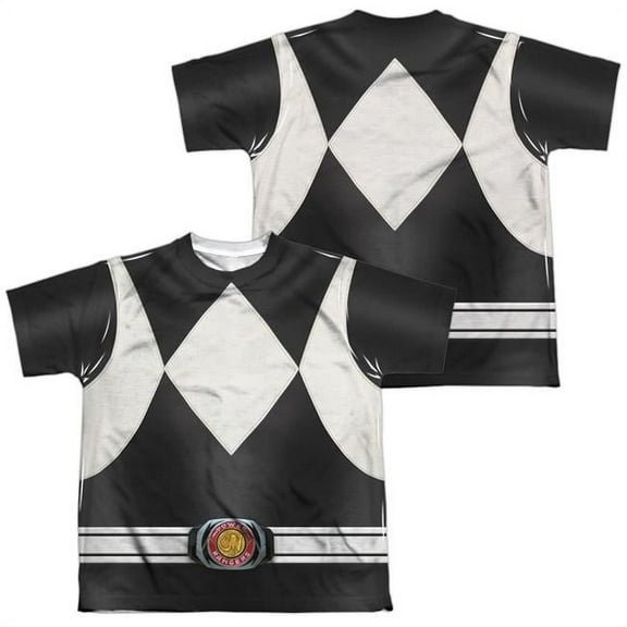 Power Rangers Men's  Black Ranger  Sublimation T-shirt White