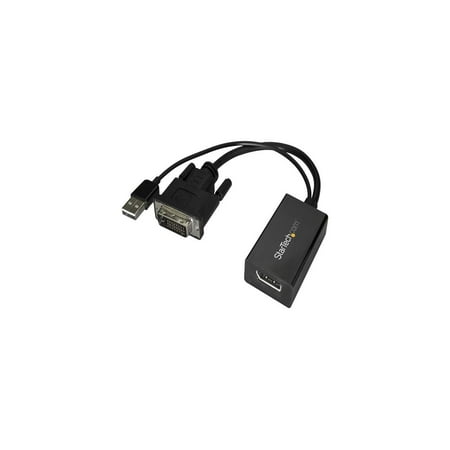 StarTech DVI2DP2 DVI to DisplayPort Adapter - with USB Power - 1920 x 1200 - DVI to DisplayPort Converter - Video Adapter - DVI-D to DP