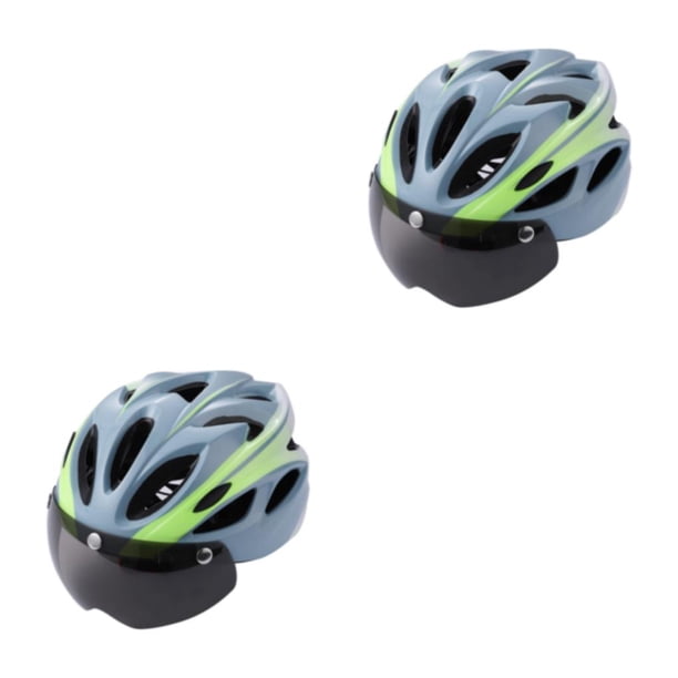 Eigraketly Casco de bicicleta ajustable con forro cómodo: apto para todas las formas Casco de ciclismo de PC de secado rápido Luz de seguridad Azul Claro Verde 2piezas