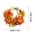 thumbnail image 3 of Guanhe Fall Wreath Autumn Front Door Wreath Harvest Wreath, Round Leaves Fall Decorations for Outside Indoor Wall Window Festival Decor, 3 of 9