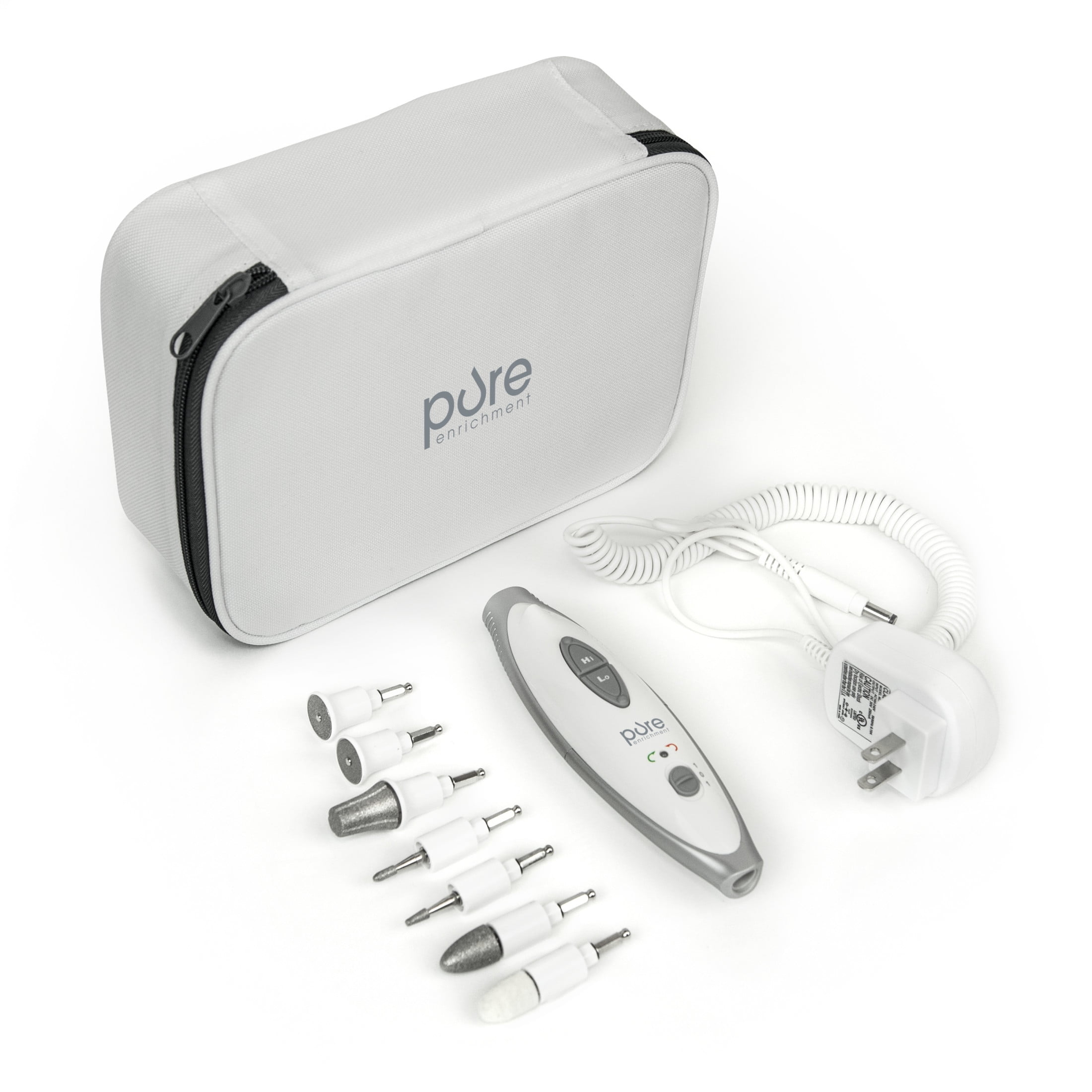 Pure Enrichment PureNails 10-Piece Professional Manicure and Pedicure Kit - Electric Nail Drill Set for Salon-Quality Grooming at Home - 7 Nail Drill Bits, 2 Speeds, LED Grooming Light and Storage Bag