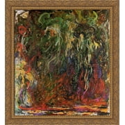 Weeping Willow, Giverny 28x30 Large Gold Ornate Wood Framed Canvas Art by Claude Monet