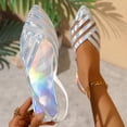 thumbnail image 4 of KEGIRLOM Women's Fashionable Casual Mesh Hollow-Out Pointed Toe Closed-Toe Colorful Sandals Shoes Silver 6, 4 of 7