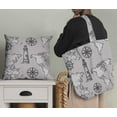 thumbnail image 5 of Soimoi Gray Velvet Fabric Direction Compass & Lighthouse Map Print Fabric by Yard 58 Inch Wide, 5 of 5