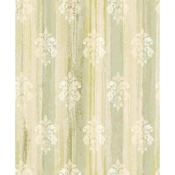 Brewster 2810-SH01128 Advantage Alison Green Damask Motif  Wallpaper Green