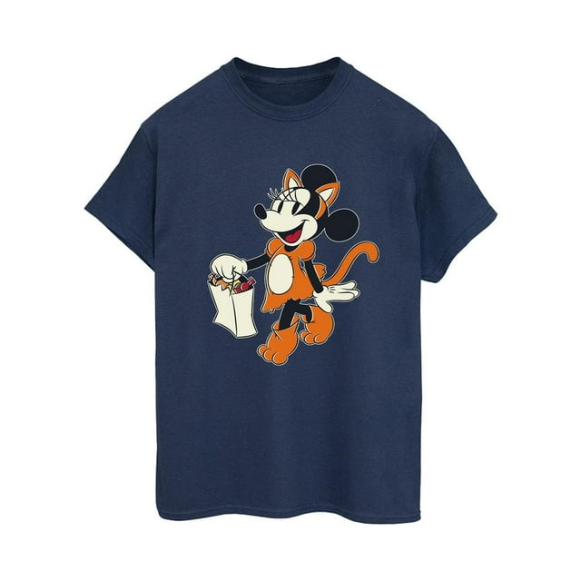 Mickey Mouse T-Shirt Boyfriend en Coton pour Femmes avec Chat « Trick Or Treat » Minnie Mouse