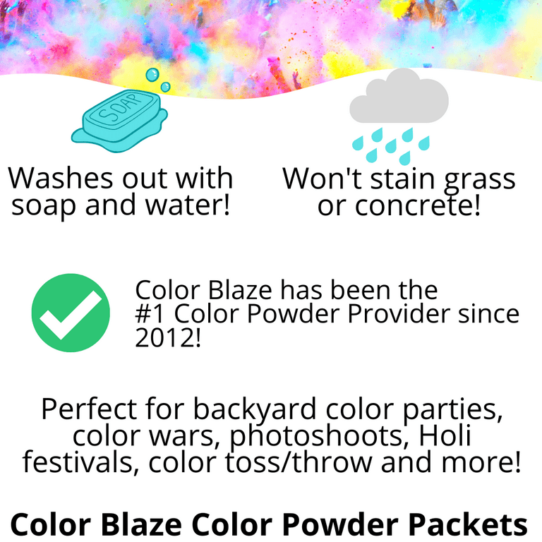 Color Blaze Holi Colored Powder - 5 lbs of Each Color - Pink, Orange,  Yellow, Teal, Blue - For Toss, Rangoli, Fun Run, War, Party & Festival -  Pack of