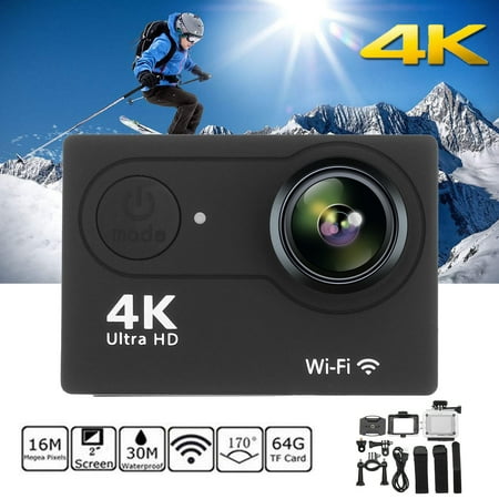 Helmet Cam - 4K Ultra HD 2'' WiFi Sport Action Camera Helmet Cam 30M Waterproof DVR Recorder