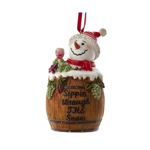 VINEYARD SNOWMAN "Sippin' Through The Snow" Christmas Ornament, by Kurt Adler