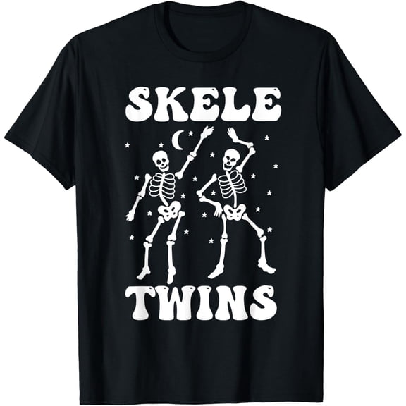 Twins Halloween Matching Skeletwins Funny Dancing Unisex T-Shirt