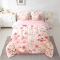 thumbnail image 2 of Homewish Girls Pink Flower Bedding Comforter Set, Chic Fashion Floral King Bedding Sets, Romantic Valentine's Day Reversible Bed Sheets, Super Cozy Room Decor, 2 of 7