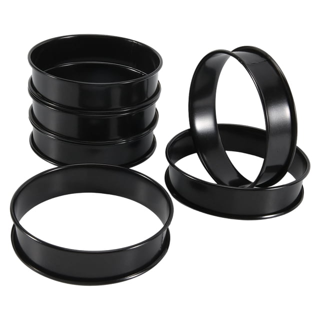 6 Aros para Bollos, Molde Redondo de Acero Inoxidable Doble Laminado 4 Pulgadas Tarta, Galleta, Huevo, Hamburguesa, Hornear y Cocinar