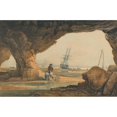 thumbnail image 2 of Samuel Prout 18x13 Black Ornate Wood Framed Double Matted Museum Art Print Titled - Coast Scene Near Plymouth, 2 of 5
