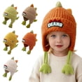 thumbnail image 5 of Povozer Baby Beanie Winter Hat Knitted Warm Hat Kids Winter Hat With Dinosaur Design Blue White Knit Fleece Lined Ear One Size Warm Winter Headwear For Boys Girls,Size 1-4Years,Khaki, 5 of 9