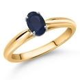 thumbnail image 2 of Gem Stone King 0.55 Ct Oval Blue Sapphire 10K Yellow and White Gold Solitaire Engagement Ring (Size 9), 2 of 4