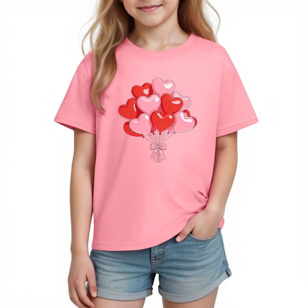Blusas y camisas de manga corta con cuello redondo para niños y niñas, camisetas gráficas de manga corta, blusas con estampados bonitos para la temporada escolar.