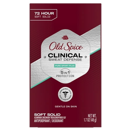 Old Spice Clinical Sweat Defense Anti-Perspirant Deodorant for Men, 72 Hour, Pure Sport Plus, 1.7 Oz