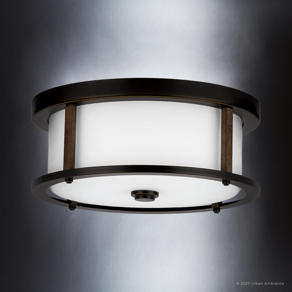 Luxury Contemporary Indoor Ceiling Light, 5.25''H x 13''W, with Transitional Style Elements, Nautical Design, Olde Bronze Finish and Clear & Etched White, UHP3211