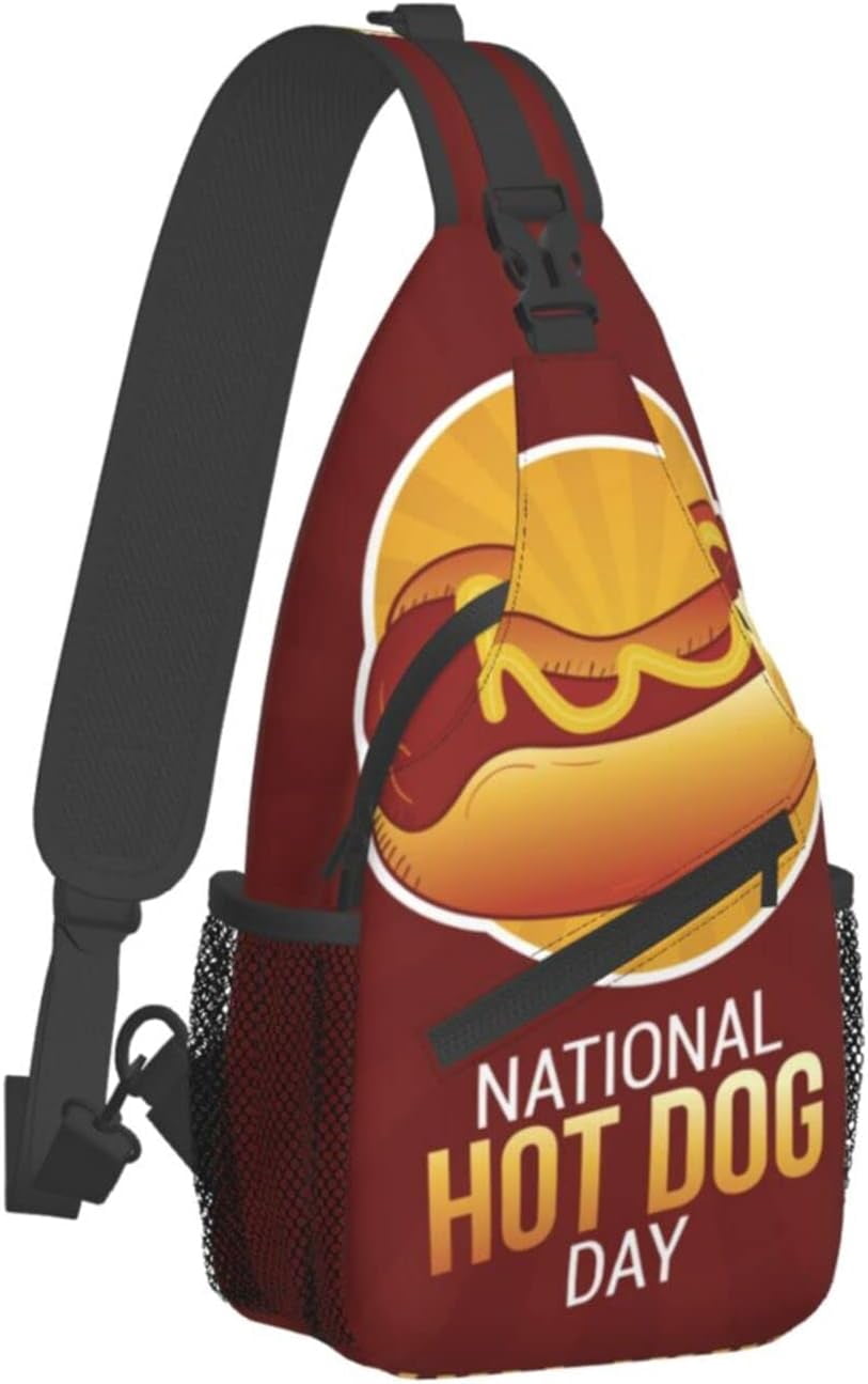 National Hot Dog Day Sling Bag Crossbody Hiking Travel Chest Bags Backpack Shoulder Daypack for Women Men