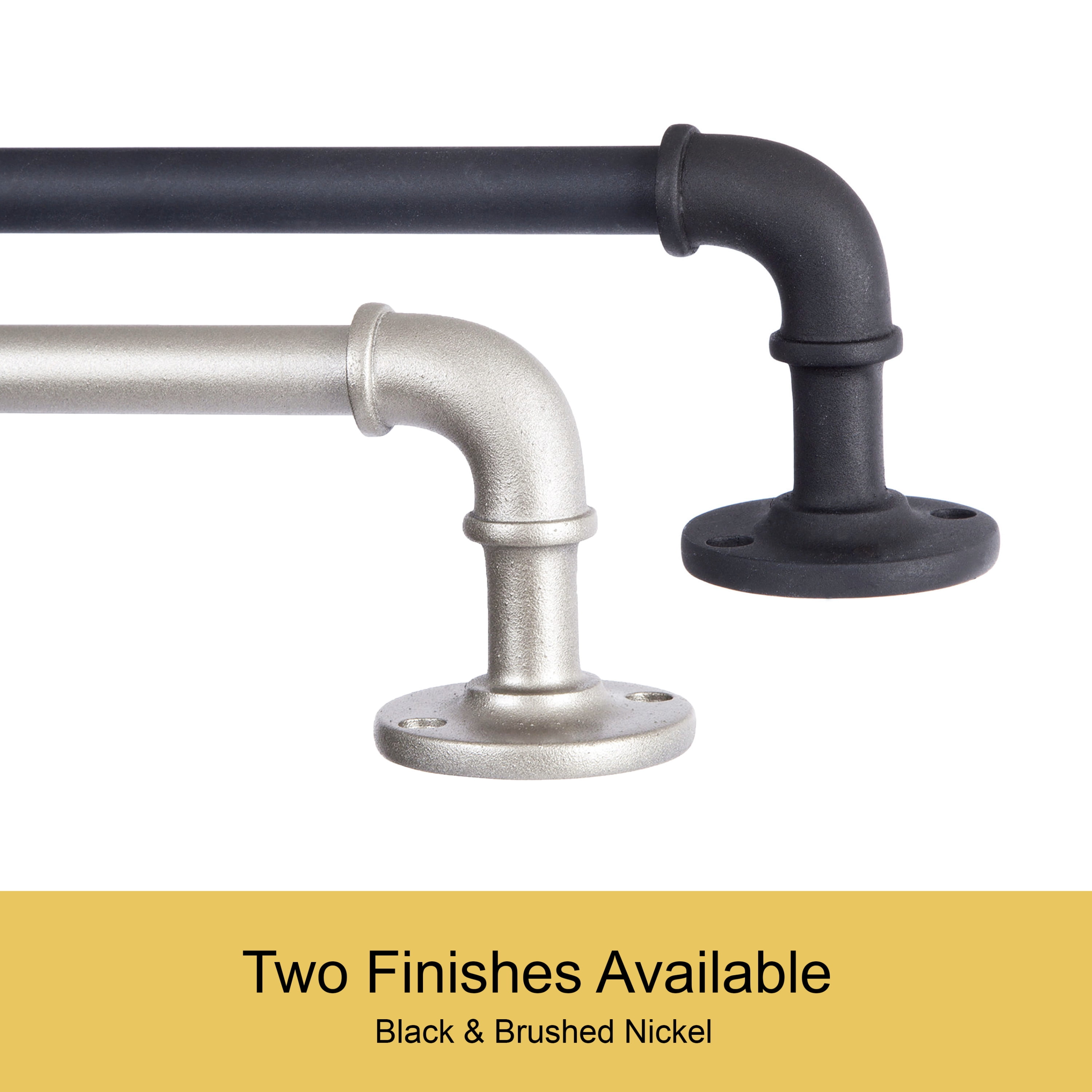 Kenney® Adler 5/8" Indoor/Outdoor Rust-Resistant Wrap Around Curtain Rod, 28-48", Black