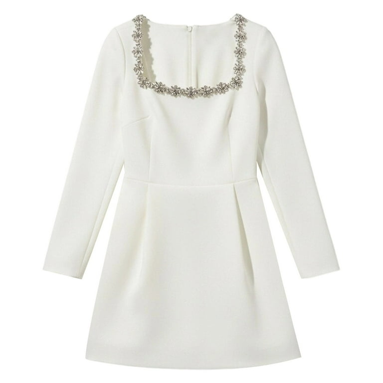 knee length dresses for ladies Berylove Women Ivory A-Line Bridal Shower Dress Lace Long Sleeves Tea Length Rehearsal Dinner Dress, Ivory / US20W