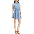 thumbnail image 5 of MODA NOVA Junior's Sleeveless Button Up Pleated Drawstring Waist Shirt Dress, 5 of 6