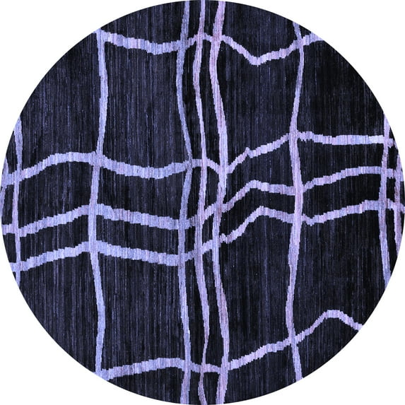 Ahgly Company Indoor Round Abstract Blue Modern Area Rugs, 3' Round