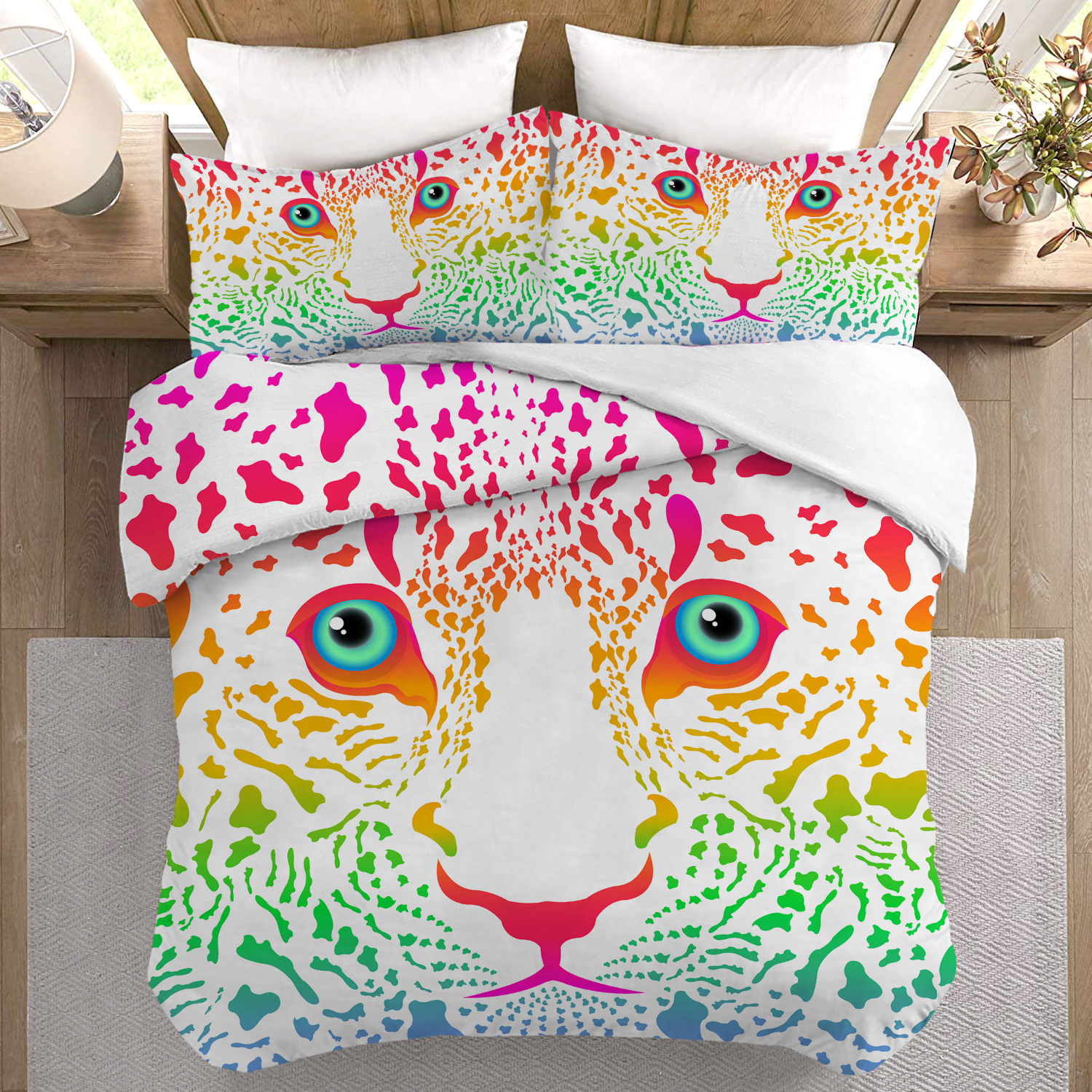 Arightex Leopard Print Duvet Cover Sets Twin Size,3pcs Soft Microfiber