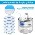 thumbnail image 4 of Filtros para Fuente de Gatos, Filtros de 6 uds para filtros Transparentes de Fuente de Agua de Gato de 50OZ /1.5L, Filtros para Bebederos para Gatos con Resina y Carbón Activo para Mascotas, 4 of 5