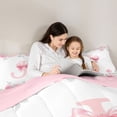 thumbnail image 4 of Manfei Sweet Bow Monogram J Full Size Comforter Sets,Lovely Flower Bedding Comforter Set,Pink,Pink Reversible,3 Pieces,1 Comforter and 2 Pillowcases, 4 of 7
