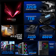 thumbnail image 3 of Xtreme PC Gaming AMD Radeon 780M Ryzen 7 8700G 32GB DDR5 SSD 1TB WIFI Dragonfly White, 3 of 6