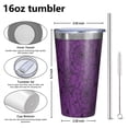 thumbnail image 4 of 16oz Tumblers Halloween Purple Spider Web Pattern Stainless Steel Vacuum Insulated Double Wall Travel Tumbler Cups Mug with Lid and Straw,Cleaning Brush for Coffee,Tea, 4 of 4